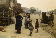 Frederick james shields An impromptu dance a scene on the Chelsea Embankment oil painting artist